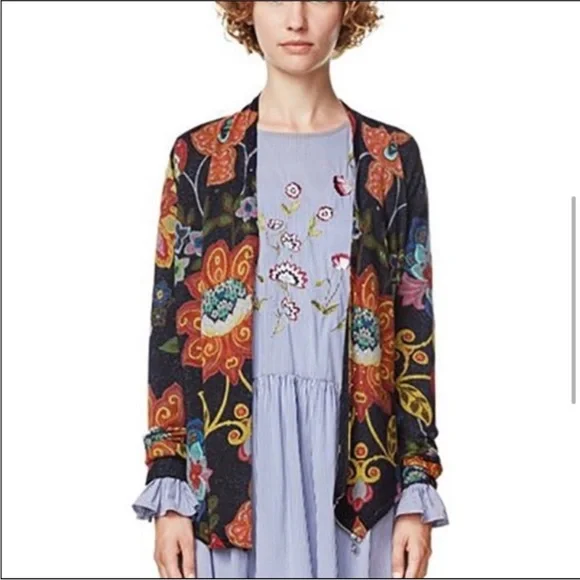 Desigual Celia Floral Knitted Zip Cardigan Jacket Women’s Size XL - Picture 3 of 6
